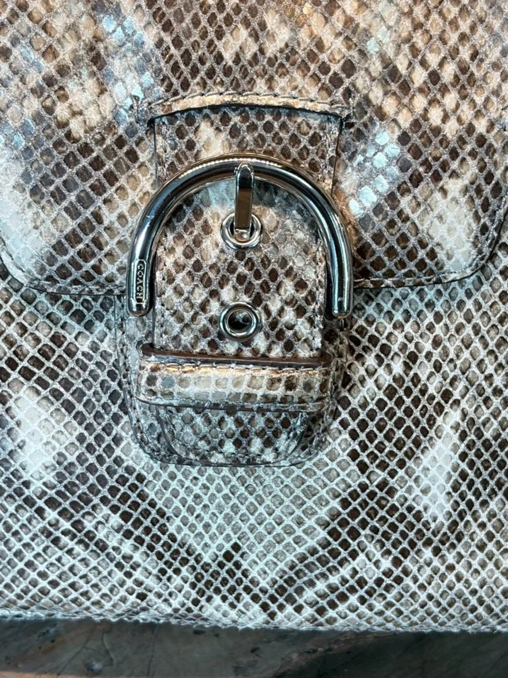 Coach Campbell Exotic Leather Snakeskin Embossed Crossbody Satchel F27895 NWOT